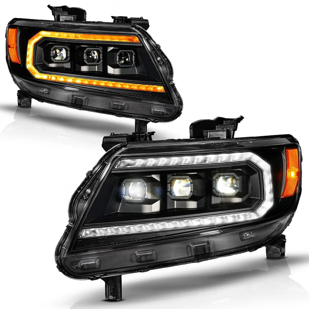 111634 – ANZO Headlight Assembly, LED Bulb Projector Beam With Initiation/ LED Daytime Running Light/ Sequential Swit...